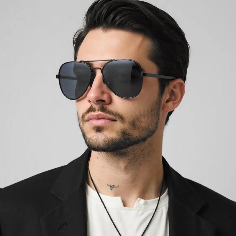 Classic Big Pilot Sunglasses Men Luxury Metal Black Aviation Sun Glasses Male Fashion Driving Vacation Shades UV400