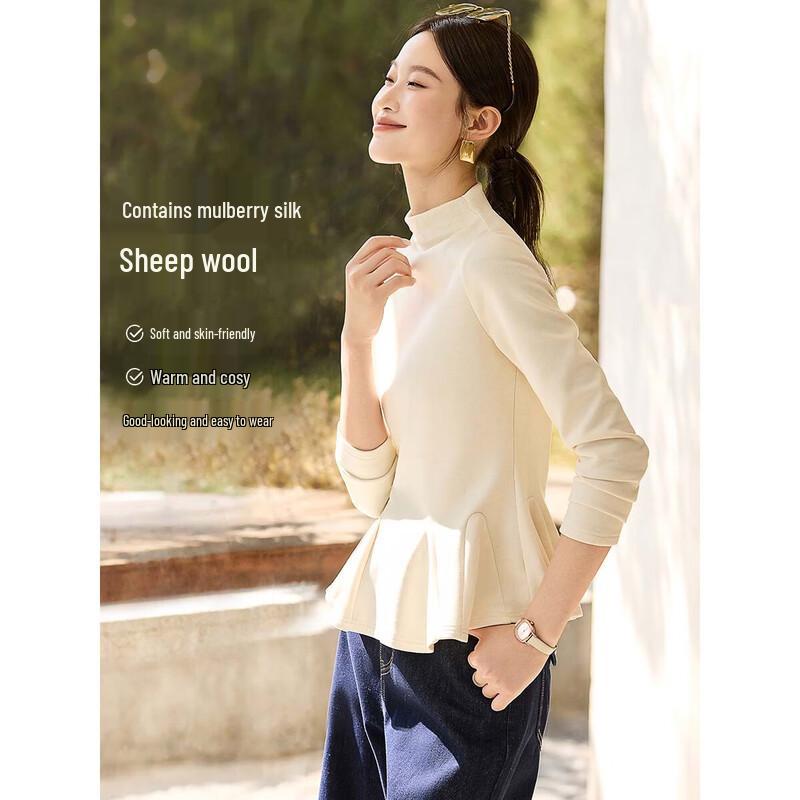 Women s Wool-Blend Ruffle Warm Base Layer T-Shirt S