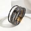 Boho-Stil Mehrschichtiges Handgefertigtes Armband Mit Kunstleder Rosshaarperlen Leopardenmuster Magnetischer Verschluss Damen