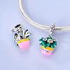 Charms Copper Colorful Zircon Potted Flower Pendants Fit Charms Plata Original Bracelet Beads Women Jewellery Making Diy