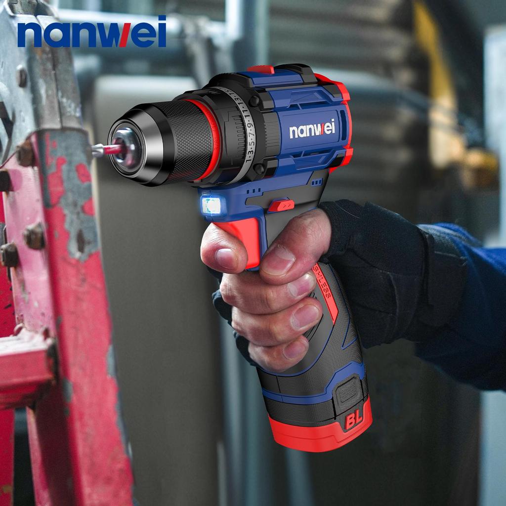 NANWEI 45N Electric drill 10 mm with two-speed function, 16V, brushless motor
