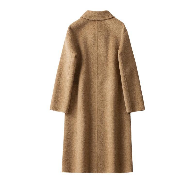 8803 New High-end Hand-sewn Silhouette Loose Double-sided Cashmere Coat Women's Camel Wool Thickened Wool Coat