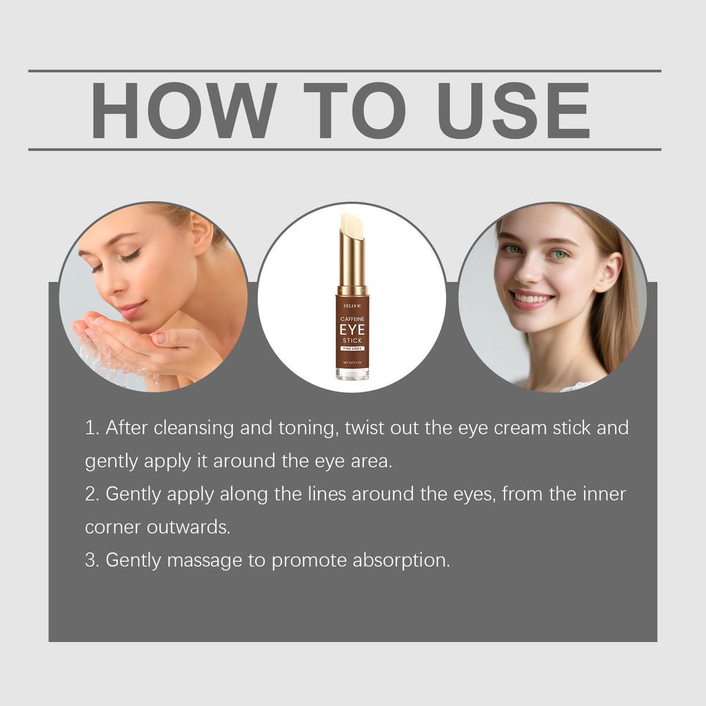 EELHOE Caffeine Eye Cream Stick - Gentle, Brightening, Moisturizing Eye Cream for Daily Application and Massage,Your Eyes with Cream