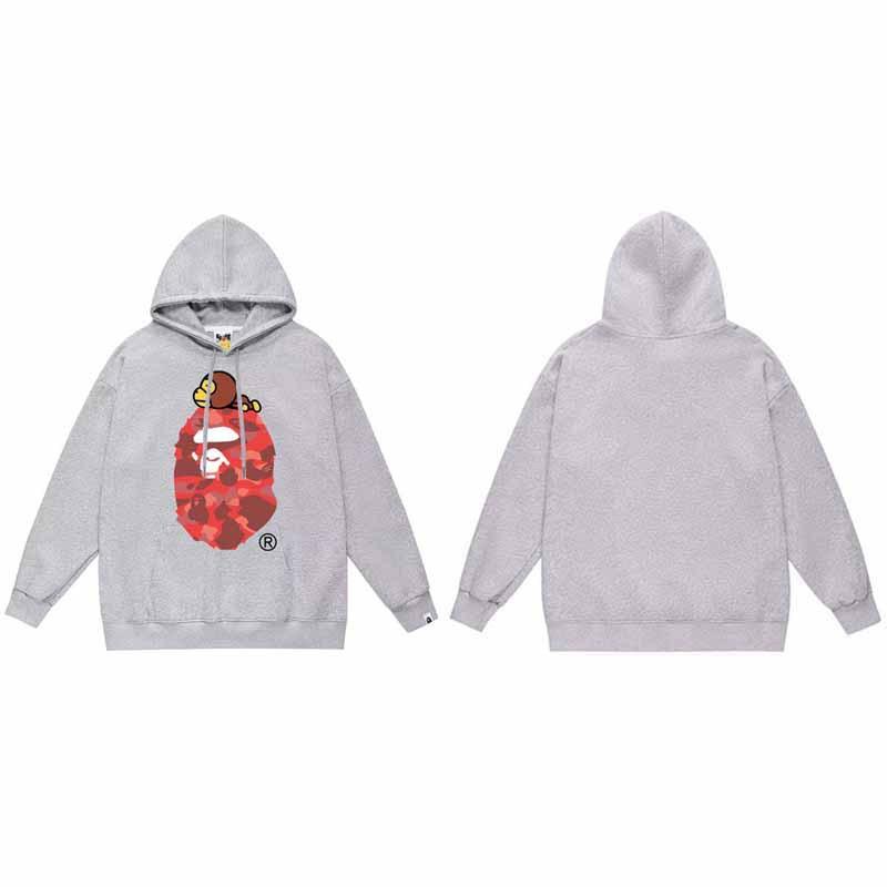 Mens Oversized Hooded Sweatshirt With Ape Head Print Heavyweight Cotton Long Sleeve Pullover Daily Wear