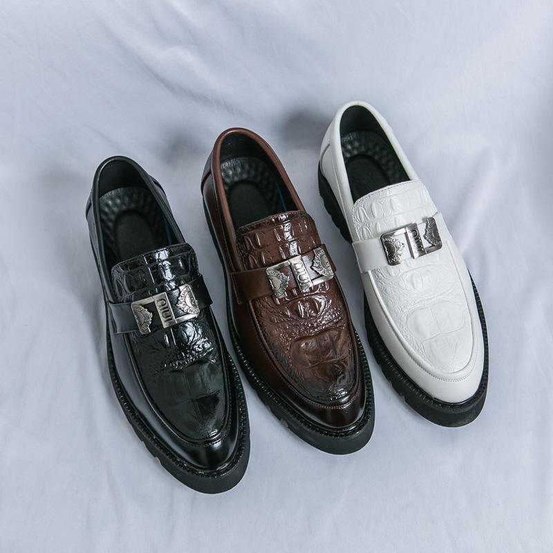 Foreign Trade 2025 New Men's Shoes Business Casual Leather Shoes Men's Wedding Shoes Youth Dating White Shoes Best Man Speech Shoes