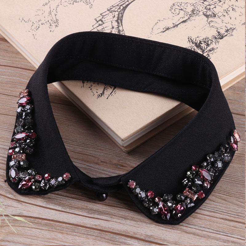 White Fake Collar Women Elegant Diamond Detachable Collars for Women False Shawl Shoulder Wrap Lapel False Collars Woman Tie