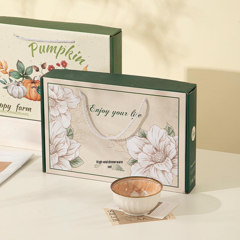 Ceramic Rice Bowl Gift Set - Creative Tableware for Housewarming
