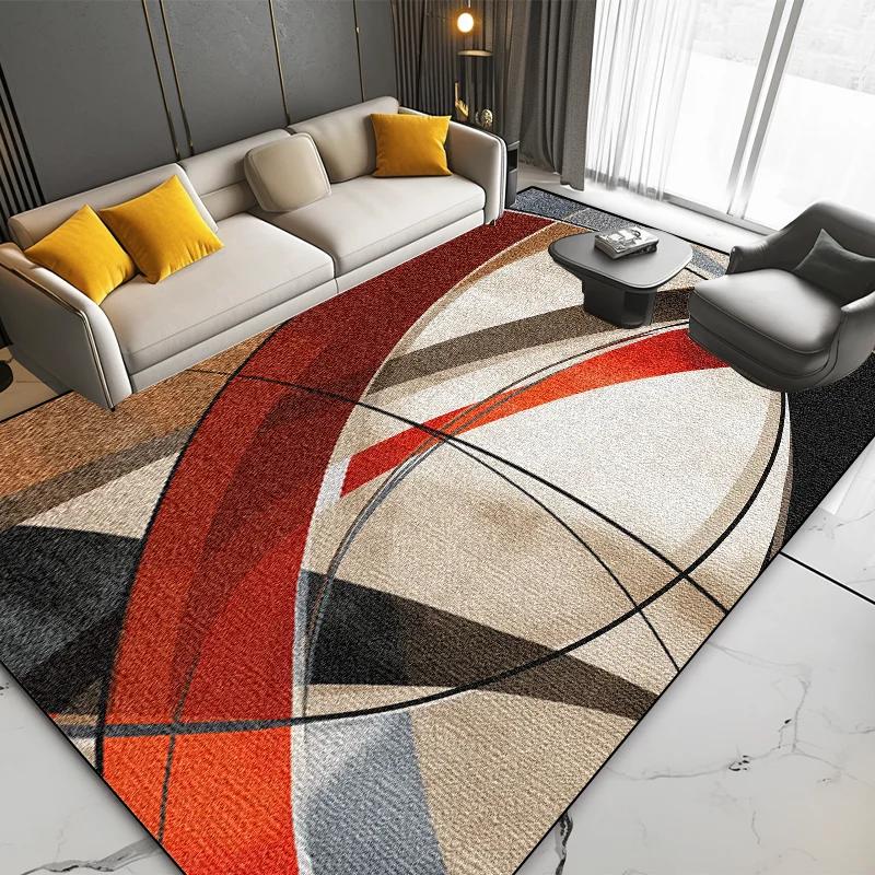 European Modern Geometric Large Living Room Carpets Abstract Stripe Bedroom Washable Rugs Cloakroom Lounge Non-slip Mat for Kids
