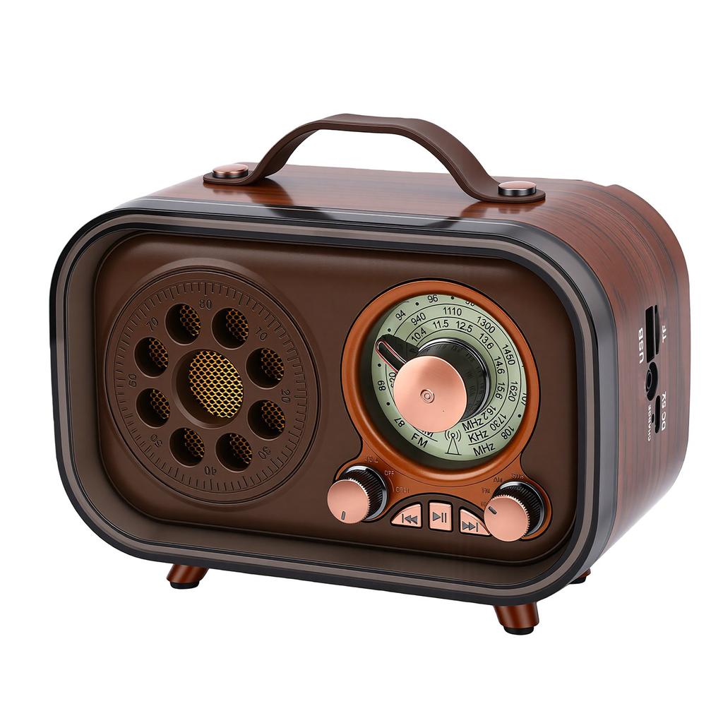 Retro Bluetooth Speaker Radio Rechargeable Portable AM FM SW Radio with Telescopic Antenna for Home Car