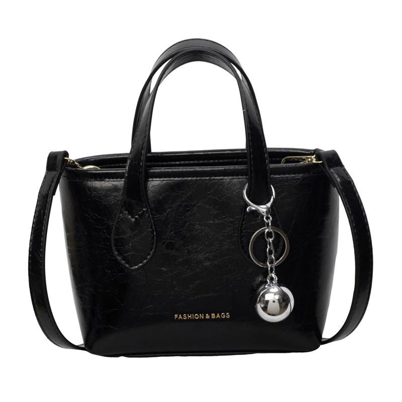 Handheld small bag women's new ins fashion minimalist style shoulder messenger bag oily leather bucket bag