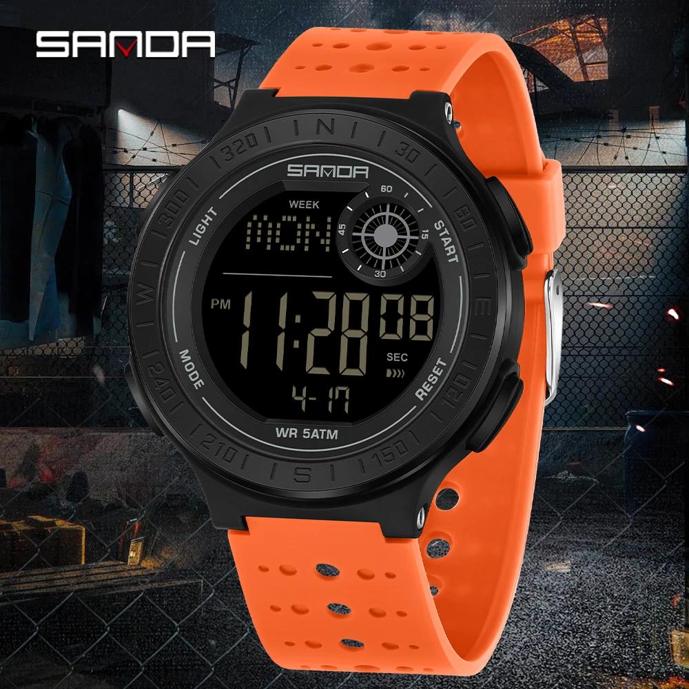 Fashion SANDA New 6337 Youth Electronic Watch Sports Multifunctional Waterproof LED Single Display Student Electronic Watch