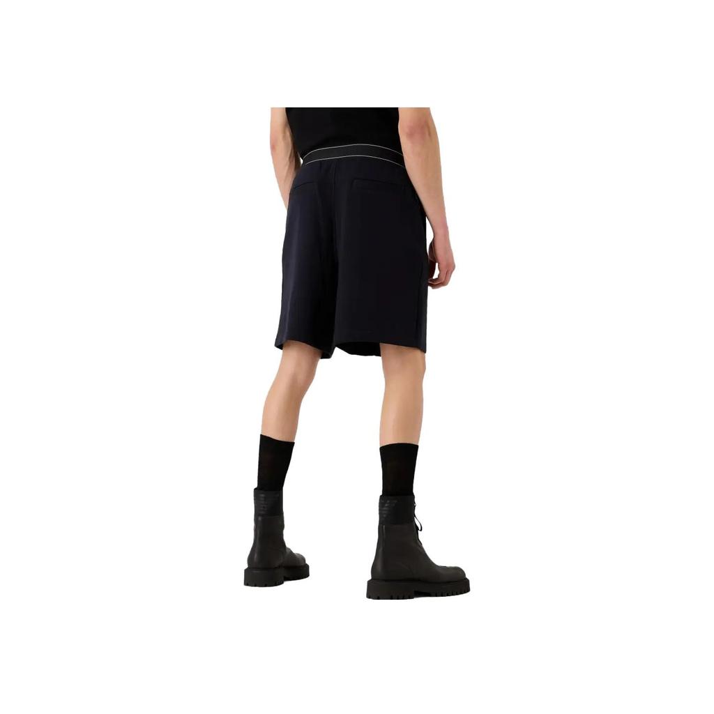 Emporio Armani SS23 Waist Logo Loose Fit Straight Leg Casual Shorts Men shorts Navy-Blue 3R1PZ7-1JHSZ-0920