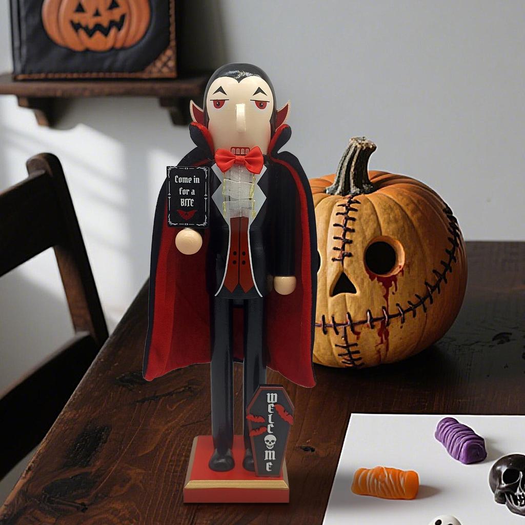 36cm Halloween Wooden Nutcracker Soldier Vampires Skeleton Figurines Halloween Nutcracker Ornament For Shelf Fireplace Party