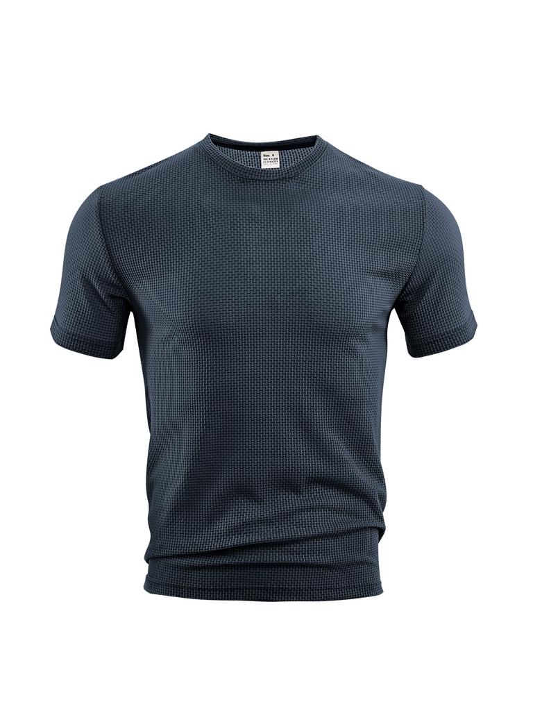 European size men's clothing TK summer thin sports and leisure loose breathable quick-drying seersucker men's short-sleeved T-shirt