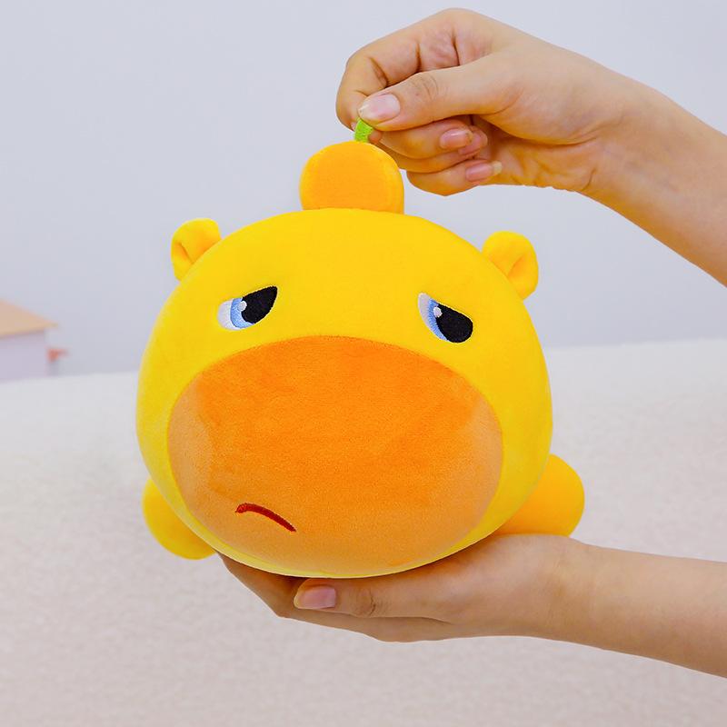 Cute Persimmon Lying on The Pose of Rulu Capy Guinea Pig Plush Toy Squinted Rag Doll To Send A Friend Birthday Gift To Hug Pillow