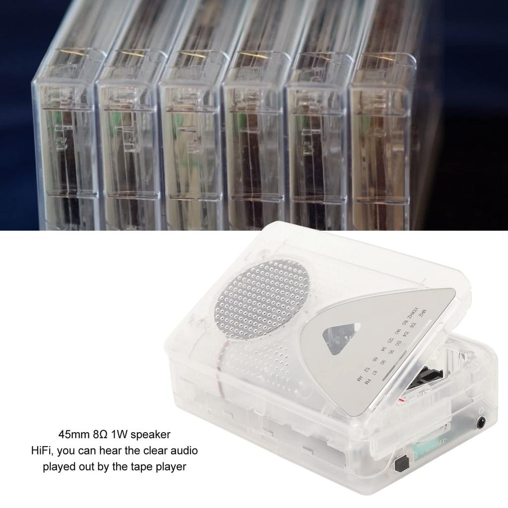 Cassette Recorder Compact Vintage Cassette Tape Tape to MP3 USB Cassette Player with Large Speaker and Earphone DC Powered Player, AM/FM Player, Jack,