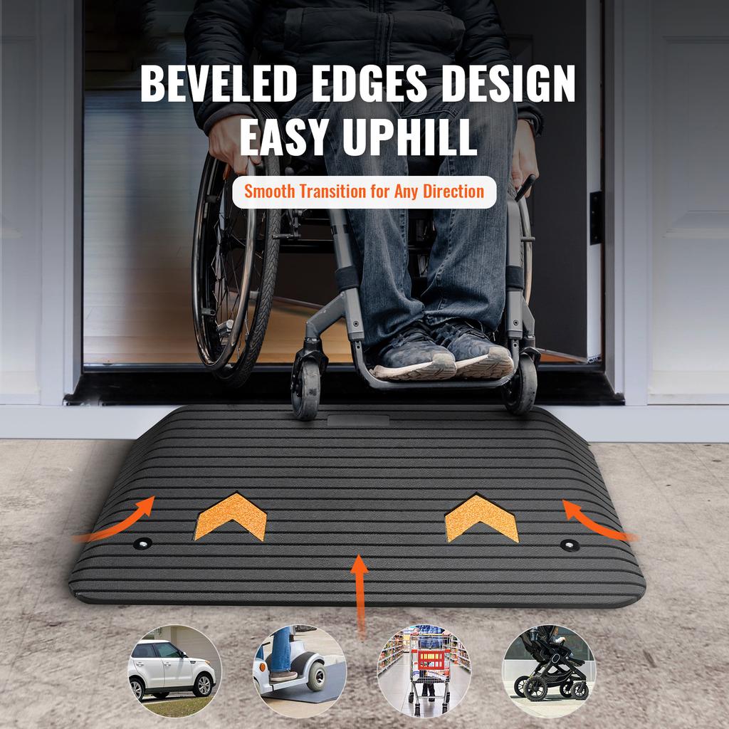 SucceBuy Multi Size Driveway Curb Ramps Portable Non-Slip Lightweight Rubber Threshold Car Ramp for Wheelchair Scooter