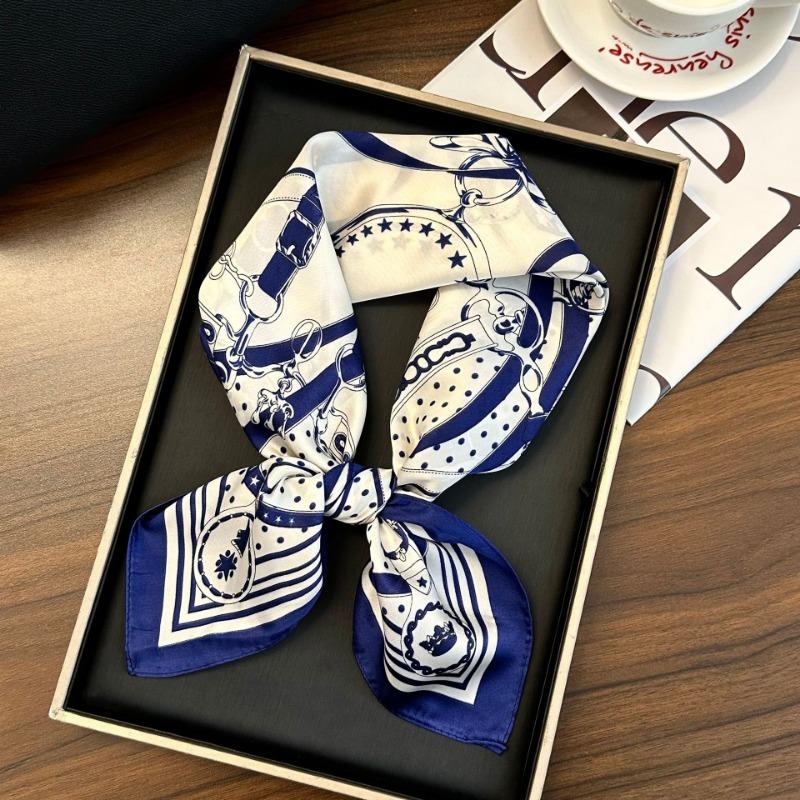 Polka Dot Silk Scarf Square Scarf High-end New Versatile Decorative Scarf Scarf Scarf Neck Cashew Flower Scarf Shawl Can Be Used As a Tube Top