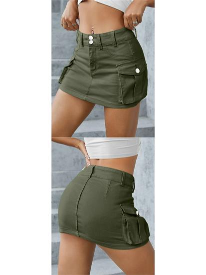 European & American Street Style Low-Waist Slim Fit Solid Color Autumn Skirt for Women