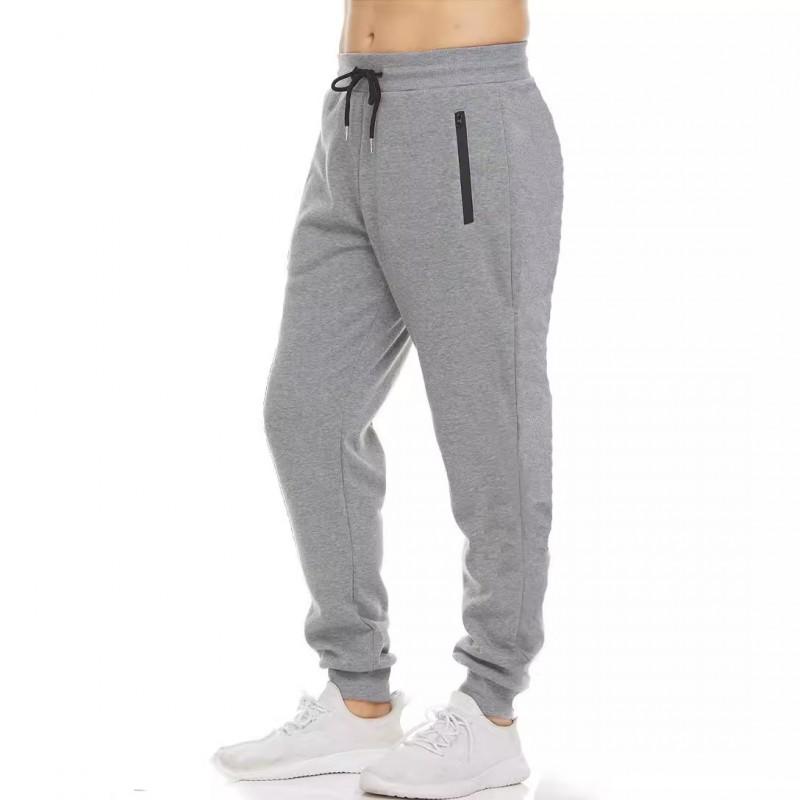 Mens Fleece - Zipper Athletic Running Gym Workout Solid Color Casual Trousers