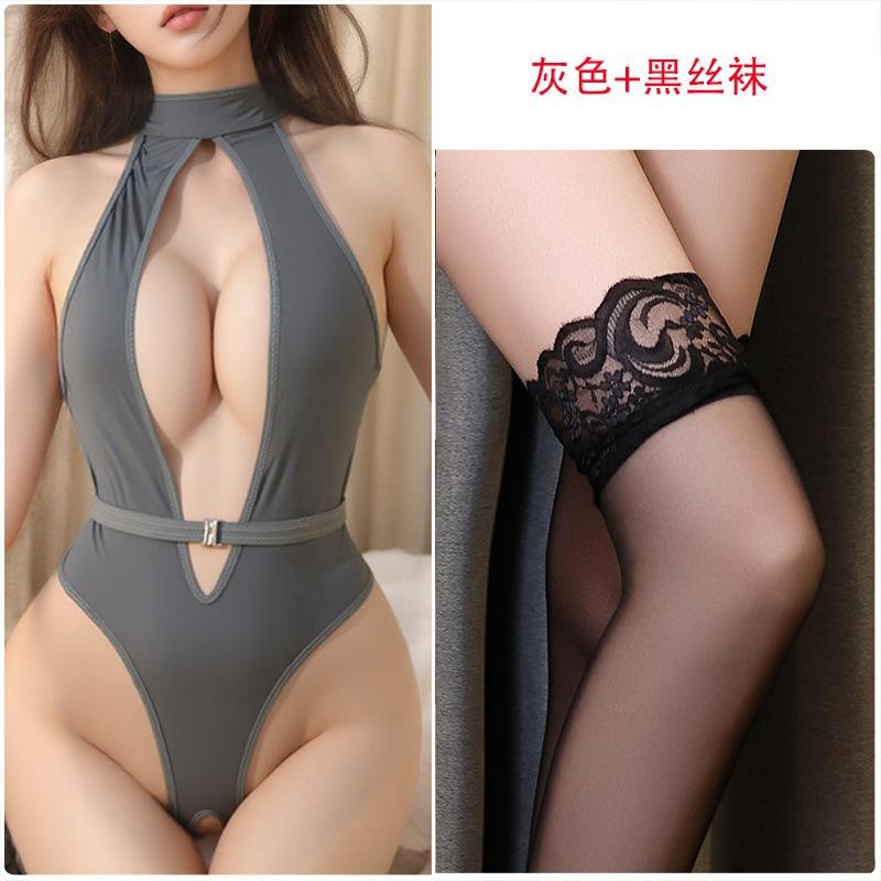 Night concubine erotic underwear women's onesie ice silk seduction couple fun teasing tight flirting