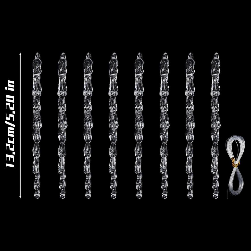 Clear Crystal Icicle Christmas Ornaments Acrylic Ice Pendants for Xmas Tree Window Eaves Wedding Winter Party Holiday Decoration