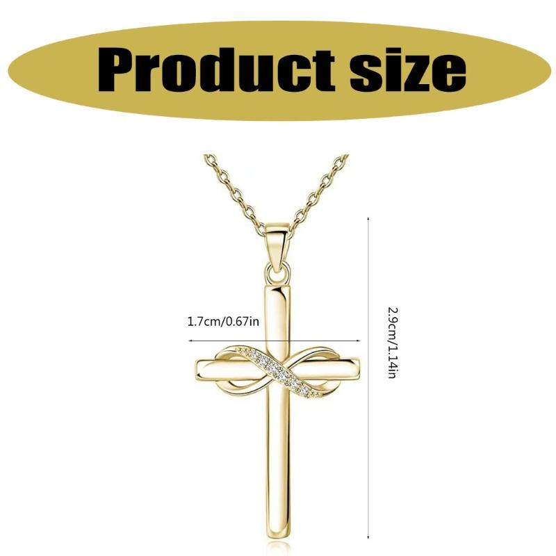 Luxurious Gold Plated Faith Necklace Neck Chain Jewelry with Imitaion Rhinestones for Everyday Wear Special Occasion