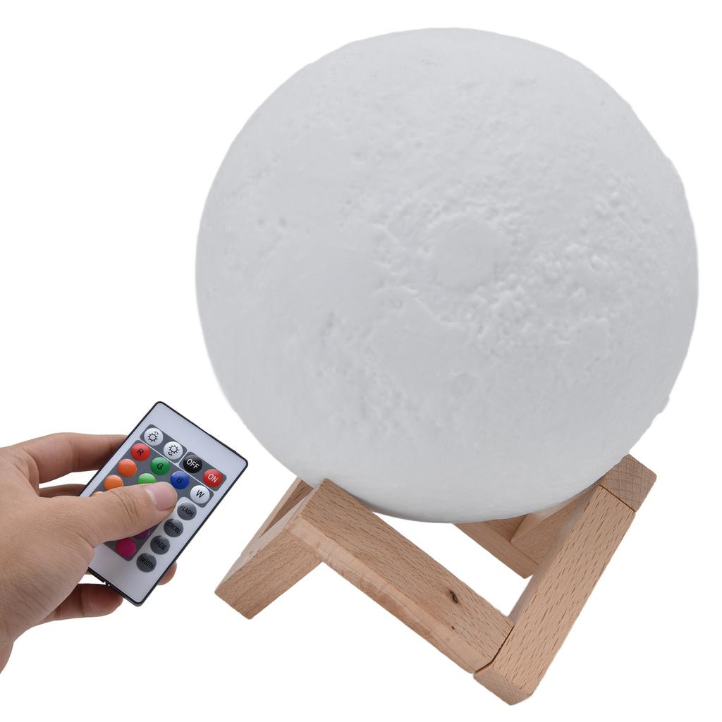 Moon Lamp 16 Colors 3D Printing LED Moon Music Speaker Night Light with Stand for Girls Festivals Table Decorations