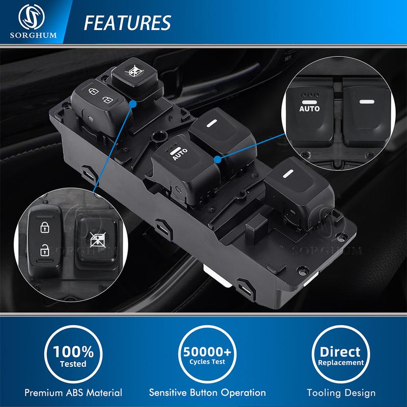 SORGHUM 93570-2V000 Front Left Master Power Window Switch For Hyundai Veloster 1.6L 2012 2013 2014 2015 2016 2017 935702V0004X