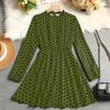 European and American autumn and winter temperament polka dot dress women's clothing waist long sleeves fashion casual dress