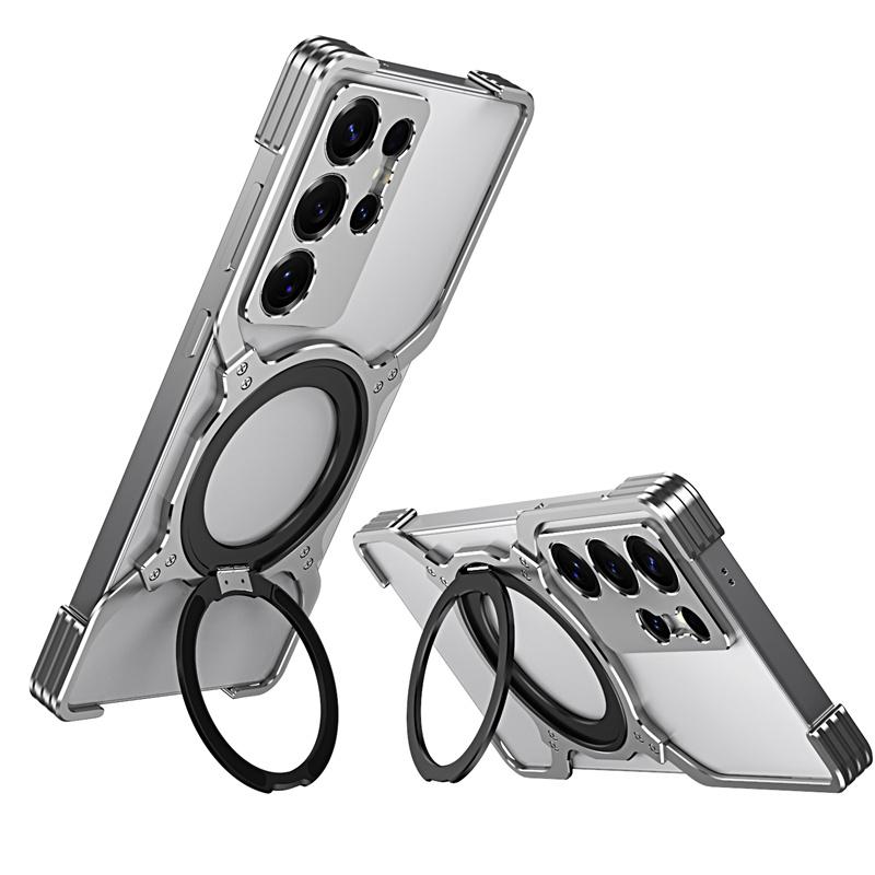 Titanium Metal Phone Case For For Samsung Galaxy S23 S24 S25 Ultra Plus Aluminum Alloy Bumper 360° Magnetic Lens Protect Frame Cover