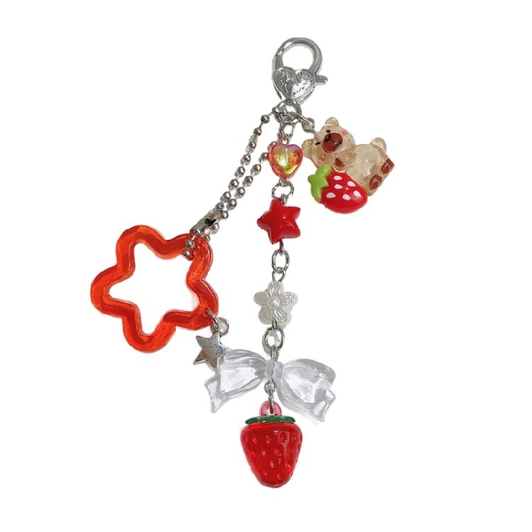 Vibrant 3D Strawberry Peach Acrylic Keychain Stylish Lightweight Peach/Strawberry Accessory For Fashion Lovers Gifts