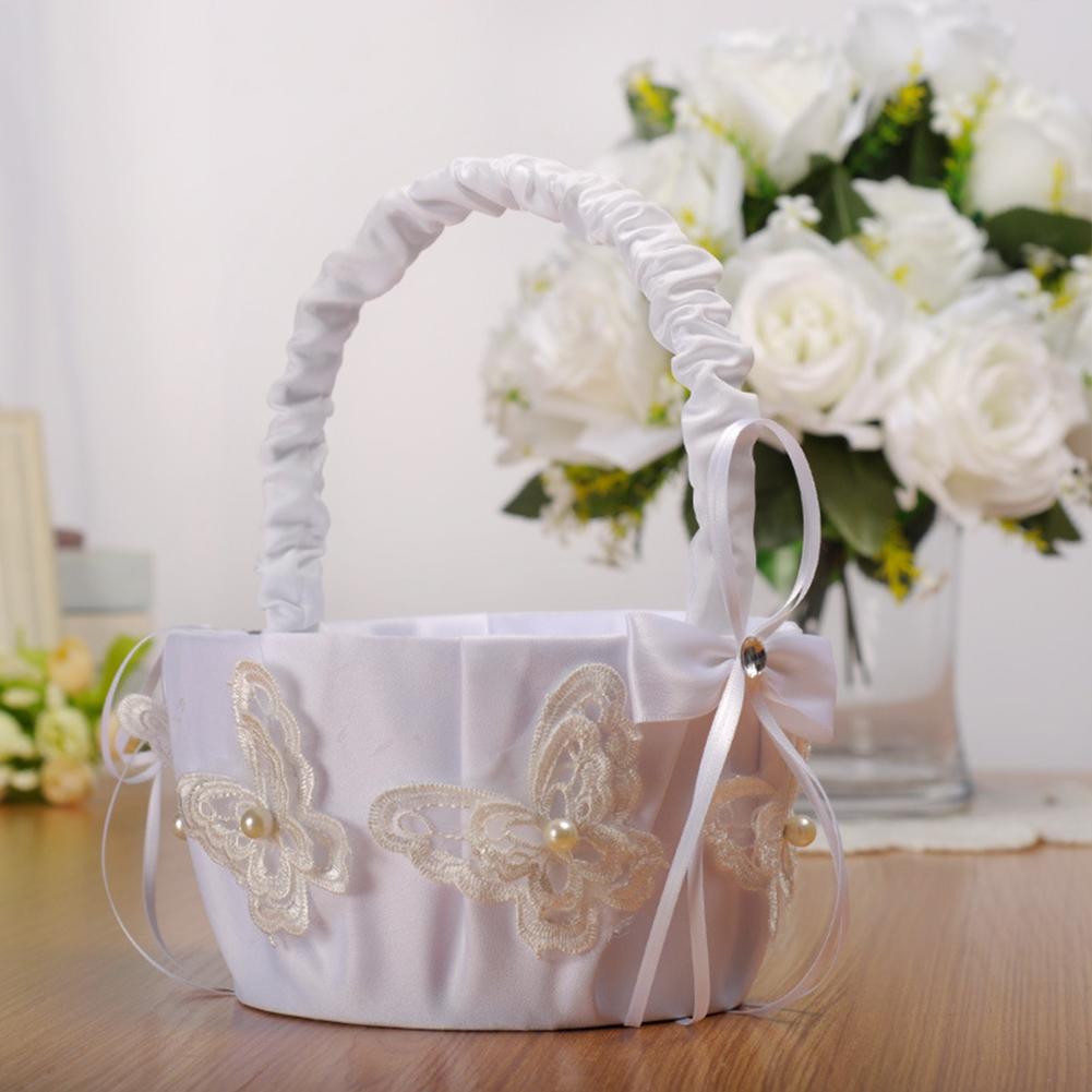 Portable Bridal Wedding Baskets For Flower Girl Wedding Supplies For Bridal Ceremony Party Decoration