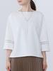 Beams Heart Tee with Lace Sleeves and Ponte Off One Size Women's L/S Pullover, White,