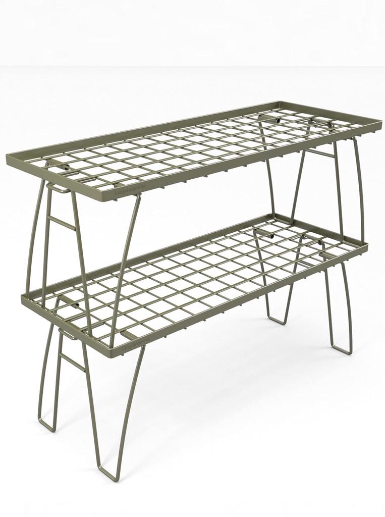 CAMPING MOON Camping Bonfire Mesh Outdoor Set Rack, Table, Folding, Stacking, Rack, Storage, Camping, Khaki, 2-Piece T-227-2T