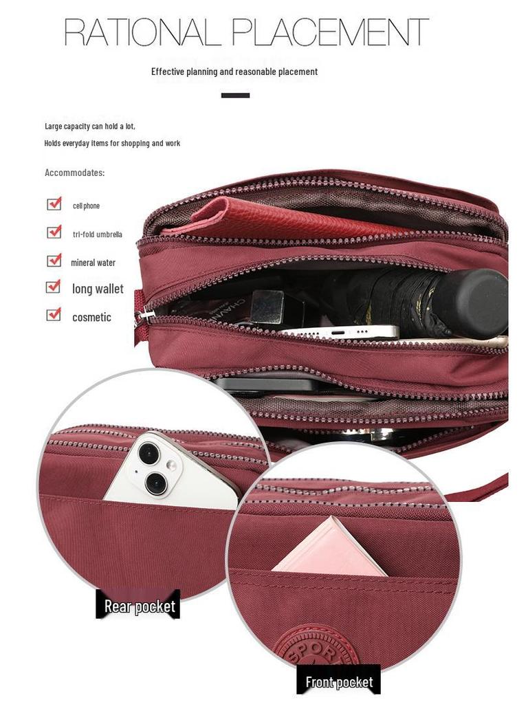 2025 Dámská lehká vícevrstvá vodoodpudivá crossbody taška s více kapsami