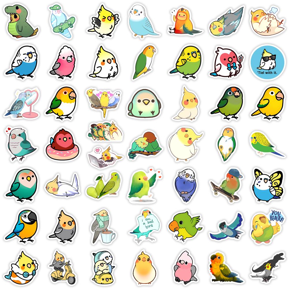 Fun Cartoon Parrot Bird Stickers Kids DIY Toy Gift Waterproof Decal for Scrapbook Laptop Phone Luggage Bottles Decorative