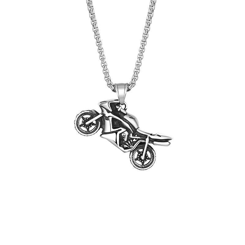 Stainless Steel Necklace Men's Personality Retro Korean Edition Motorcycle Pendant Locomotive Wind Sweater Chain Women's Ins Trend Brand Necklace