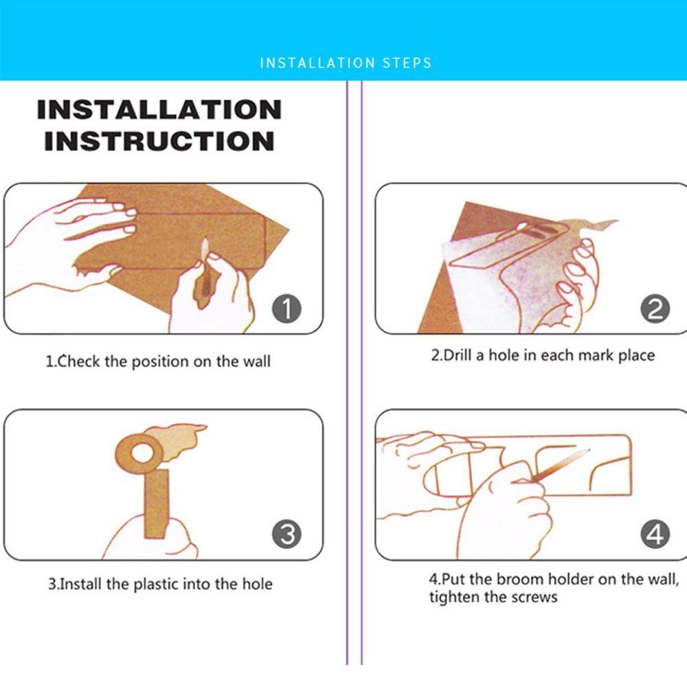 Wall Mounted Mop Holder Plastic Material Bathroom Broom Hanger Mop Fixed Clip  Laundry Room