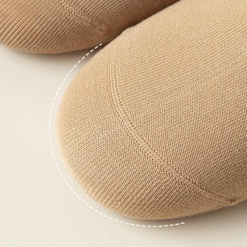 Women's Cotton Socks Solid Color Mid-tube Socks Versatile Pile Socks No Heel Fall Off Women's Socks