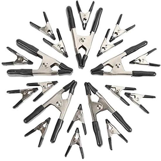 Amazon Basics Steel Spring Clamp 15 2cm Clamps and 5 3cm Set, 20-Piece Set, Clamps, Black/Silver