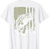 Fishing Camo Bass Fish American Flag Men's Graphic Fishing T-Shirt