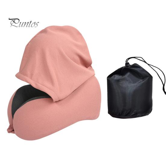 

Подушка U-образной формы с капюшоном, обеспечивающая поддержку шеи на 360 градусов, капюшон, блокирующий легкий вес, подушка для путешествий со съемным чехлом на молнии розовый