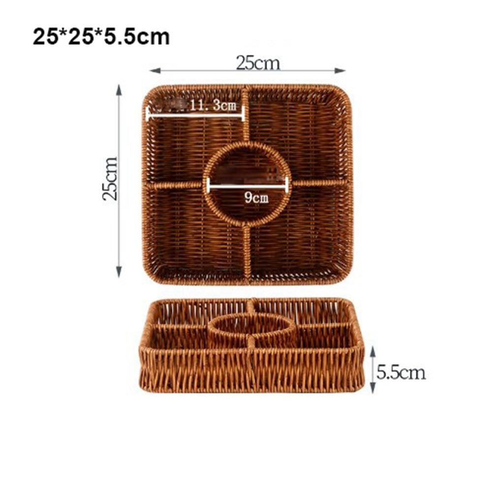 New Creative Imitation Vine Weaving Grid Basket Square Handmade Woven Rattan Snack Storage Tray 10 Styles Fruit Cake Platter