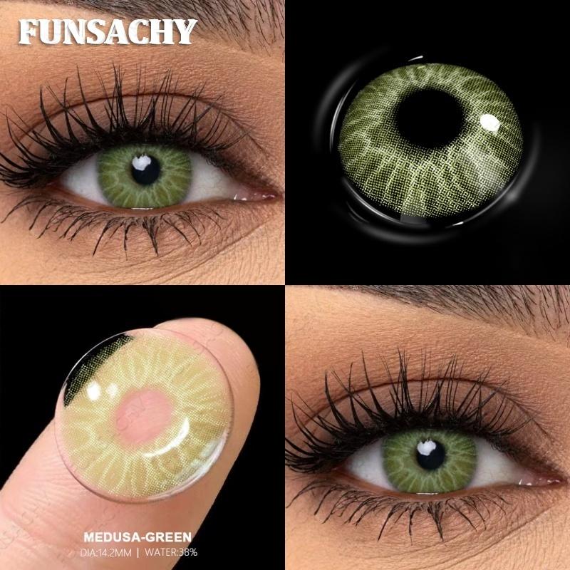 FUNSACHY 2Pcs Colored Contacts Lenses Beauty Fashion Health Soft Natural Contacts Lens Eye Color Makeup Yearly Cosmetics Pupils