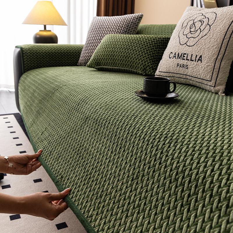 New Sofa Cushion Autumn And Winter Plush Thickened Non-Slip Seat Cushion Premium Leather Sofa Cover Cloth Towel