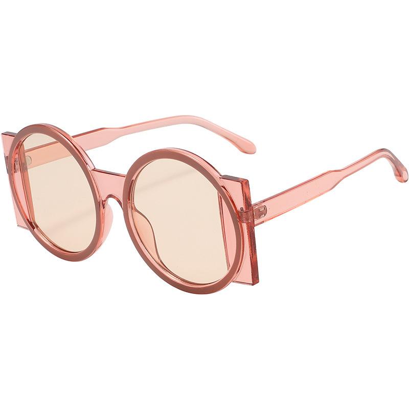 

New Round Sunglasses Personalized Color Collision Stylish Ins Colorful Sunglasses Trend Driving UV Protection Glasses for Women as shown