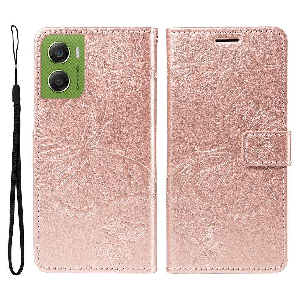 For Motorola Moto G06 4G Wallet Case Floral Butterfly Imprinted Leather Phone Cover Stand