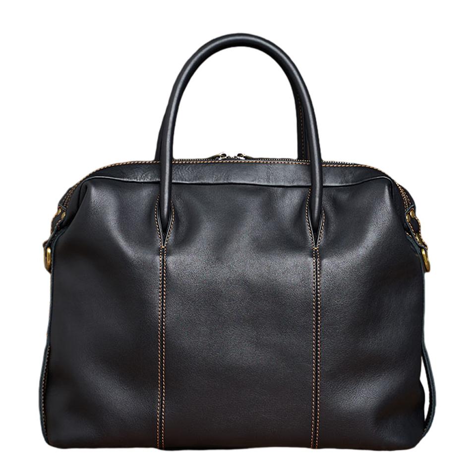Genuine Leather Black Men Handbag Man Briefcase Brown Business Shoulder Crossbody Bag Cowhide Office 17 Inch Laptop Bag