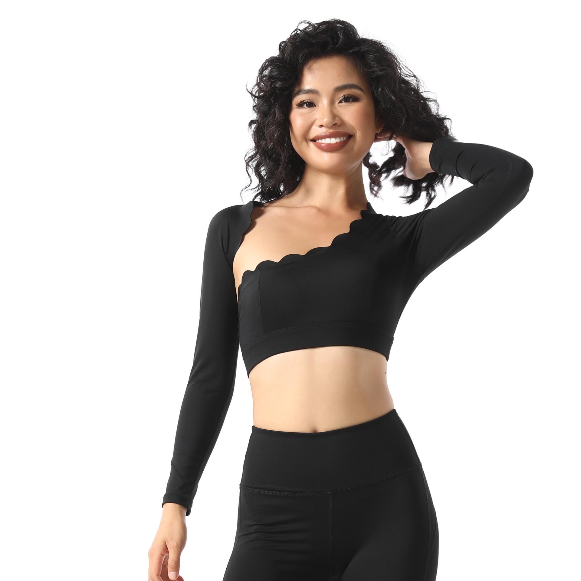 

Женский топ с открытыми плечами для йоги и фитнеса: Удобный, Дышащий, Приятный к коже, Ударопрочный с нагрудными вкладышами и длинными рукавами L